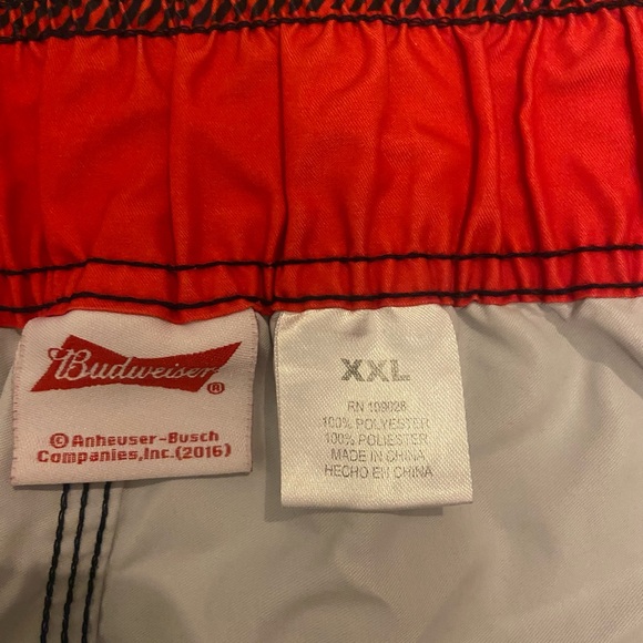 BUDWEISER Beer Board Shorts Unlined Swimming Trunks 2016 Red Blue Men's Size 2XL - Picture 5 of 5